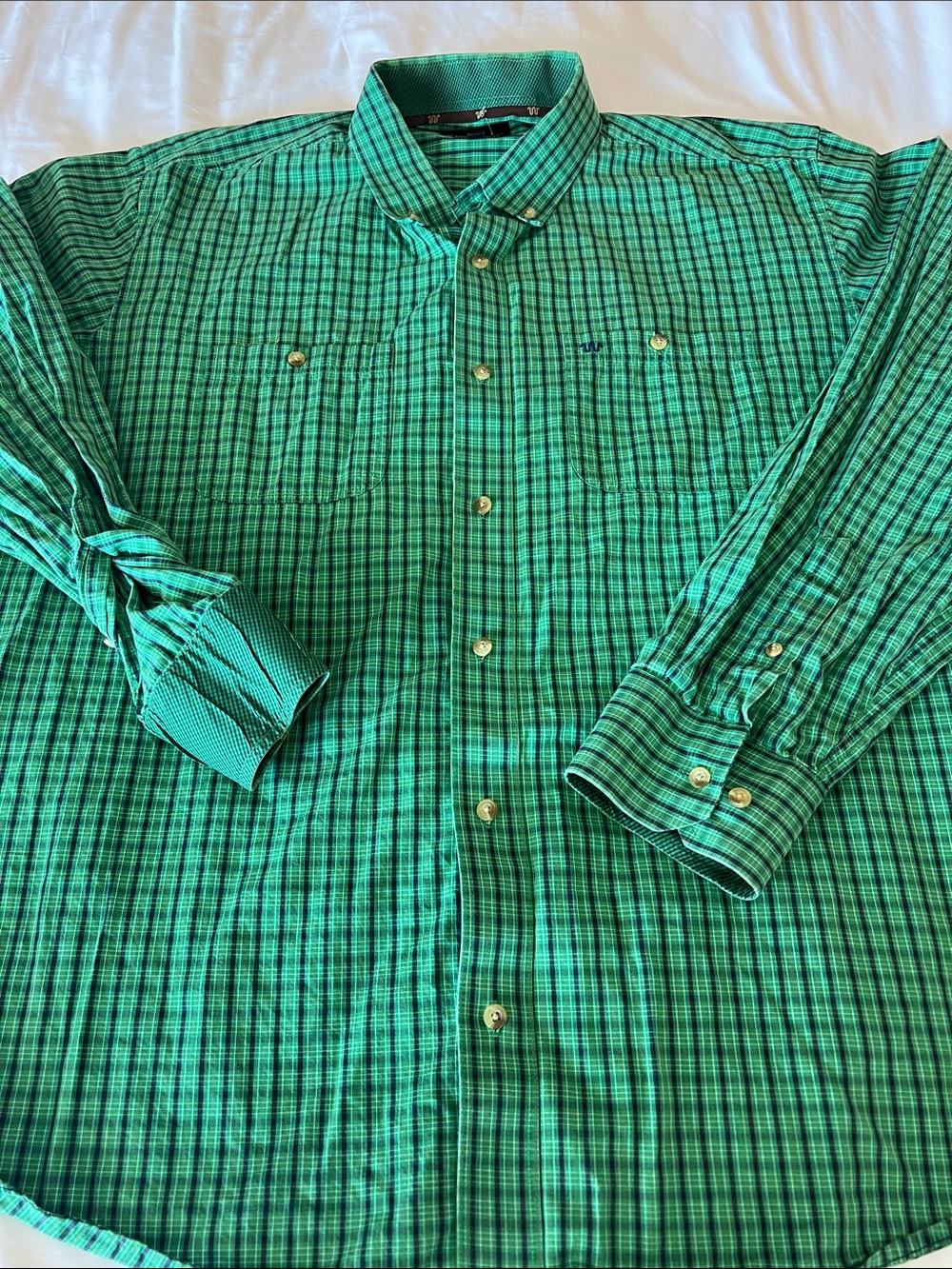 KING RANCH Men's Green Plaid Button-Up Casual Shirt by Unknown Brand